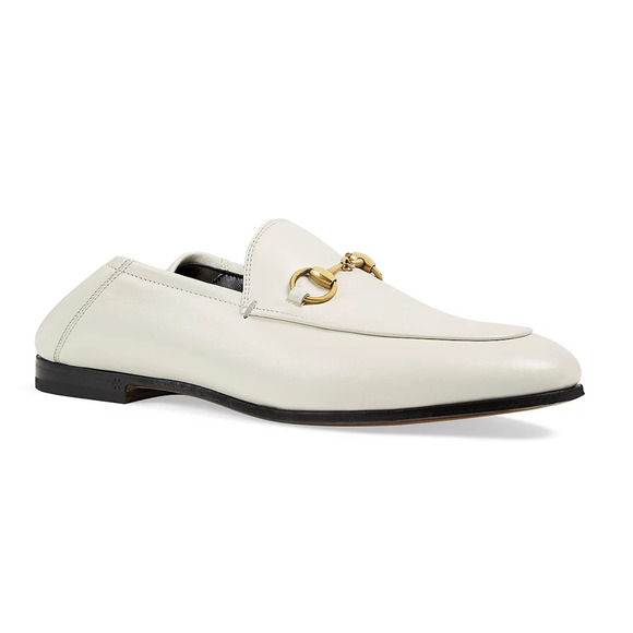 Gucci Brixton Collapsible Mystic White Leather Horsebit Slipper Flat Loafer 41.5 - Picture 3 of 16